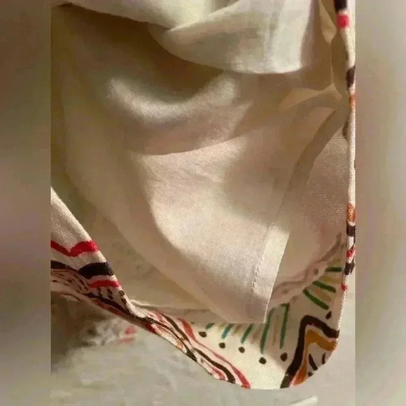 NWT Stile_Perlei linen/cotton blend, cream paisley patterned romper; size S - Picture 8 of 13